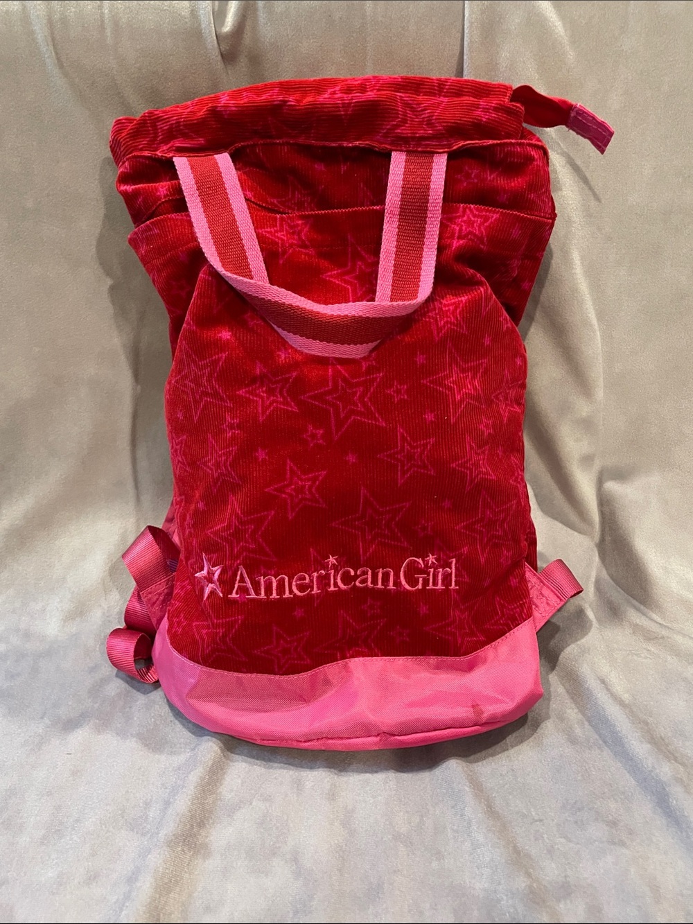 American Girl Red and Pink Doll Backpack